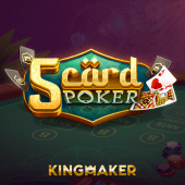 5 Card Poker table felt with playing cards